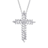 0.50ct 18k White Gold Diamond Baguette Cross Necklace